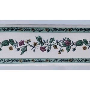 Pre-pasted Vinyl Border 15 ft - Maroon Yellow Flowers - Sanitas Classic Series